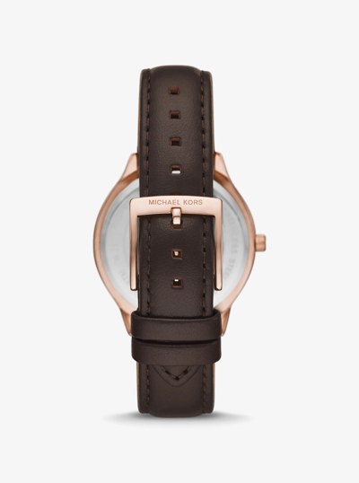 Slim Runway Rose Gold-Tone and Leather Watch in ROSE GOLD | Michael Kors