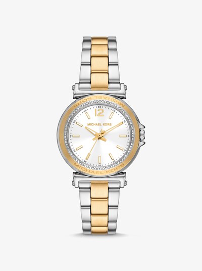 Mini Maren Pav&eacute; Two-Tone Watch in GOLD | Michael Kors