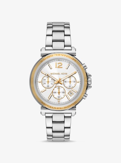 Oversized Maren Silver-Tone Watch in TWO TONE | Michael Kors