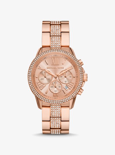 Oversized Brynn Pav&eacute; Rose Gold-Tone Watch in ROSE GOLD | Michael Kors