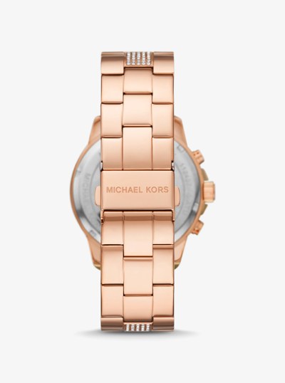 Oversized Brynn Pav&eacute; Rose Gold-Tone Watch in ROSE GOLD | Michael Kors
