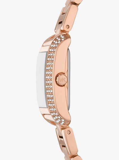 Mini Emery Pav&eacute; Rose Gold-Tone Watch and Bracelet Gift Set in ROSE GOLD | Michael Kors