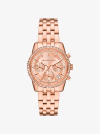 Reloj Ritz mini en tono dorado rosa con pav&eacute;