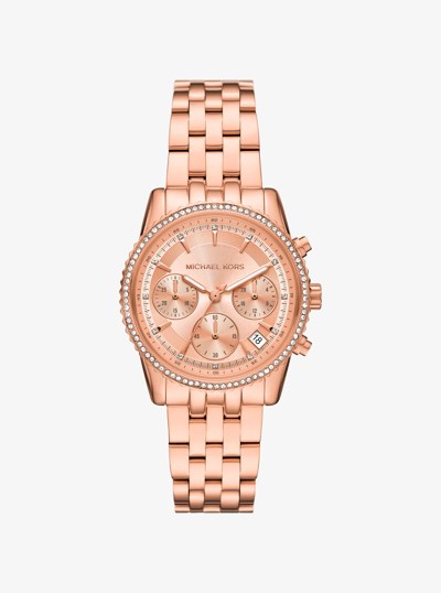 Mini Bryant Pav&eacute; Rose Gold-Tone Watch in ROSE GOLD | Michael Kors
