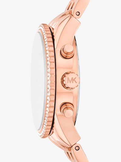 Mini Bryant Pav&eacute; Rose Gold-Tone Watch in ROSE GOLD | Michael Kors