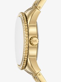 Mini Bryant Pav&eacute; Logo Gold-Tone Watch