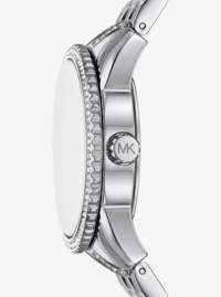 Mini Bryant Pav&eacute; Logo Silver-Tone Watch