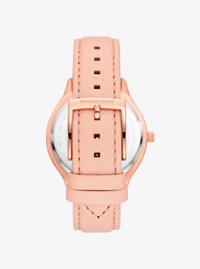 Reloj Slim Runway de piel en tono oro rosa