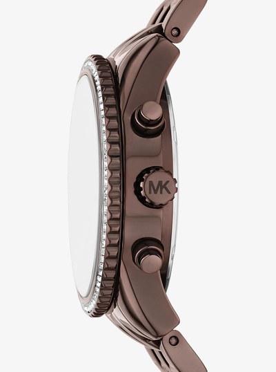 Mini Bryant Pav&eacute; Brown-Tone Watch in CHOCOLATE | Michael Kors