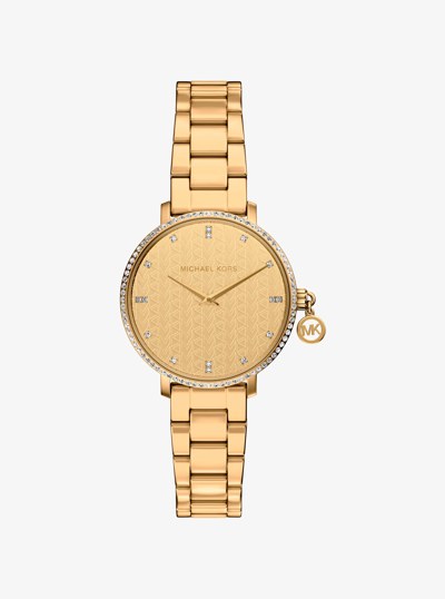 Montre Pyper miniature de ton or &agrave; pav&eacute; in OR | Michael Kors