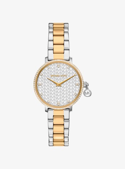 Montre Pyper miniature de deux tons &agrave; pav&eacute; in DEUX TONS | Michael Kors