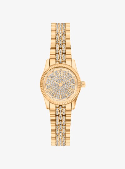 Petite Lexington Pav&eacute; Gold-Tone Watch in GOLD | Michael Kors