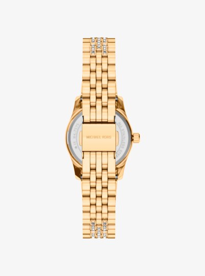 Petite Lexington Pav&eacute; Gold-Tone Watch in GOLD | Michael Kors