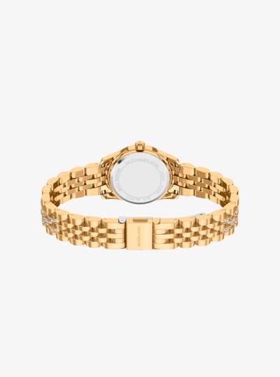 Petite Lexington Pav&eacute; Gold-Tone Watch in GOLD | Michael Kors