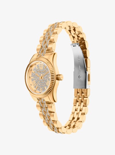 Petite Lexington Pav&eacute; Gold-Tone Watch in GOLD | Michael Kors