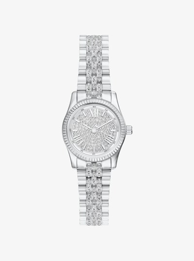 Petite Lexington Pav&eacute; Silver-Tone Watch in SILVER | Michael Kors