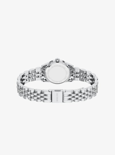 Petite Lexington Pav&eacute; Silver-Tone Watch in SILVER | Michael Kors