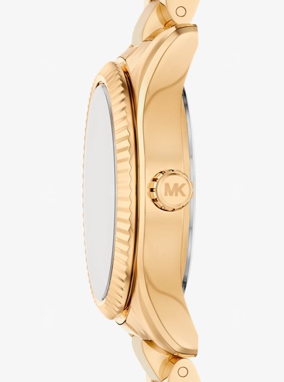 Petite Lexington Pav&eacute; Gold-Tone Watch in GOLD | Michael Kors