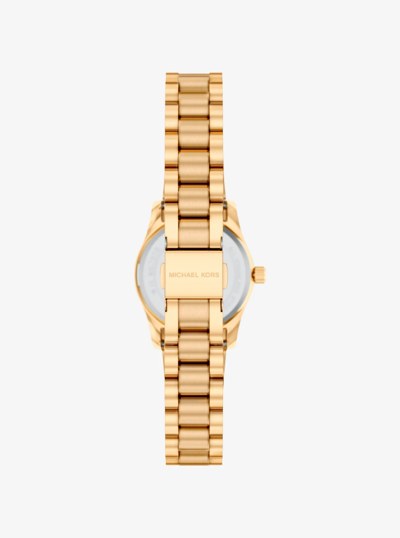 Petite Lexington Pav&eacute; Gold-Tone Watch in GOLD | Michael Kors