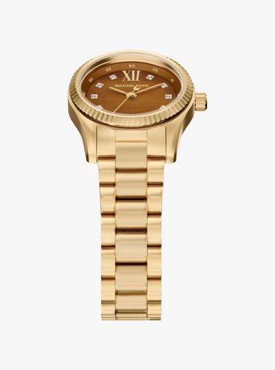 Petite Lexington Pav&eacute; Gold-Tone Watch in GOLD | Michael Kors