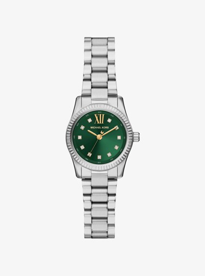 Petite Lexington Pav&eacute; Silver-Tone Watch in SILVER | Michael Kors