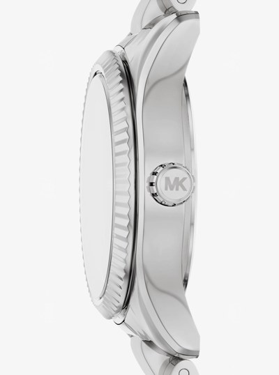 Petite Lexington Pav&eacute; Silver-Tone Watch in SILVER | Michael Kors