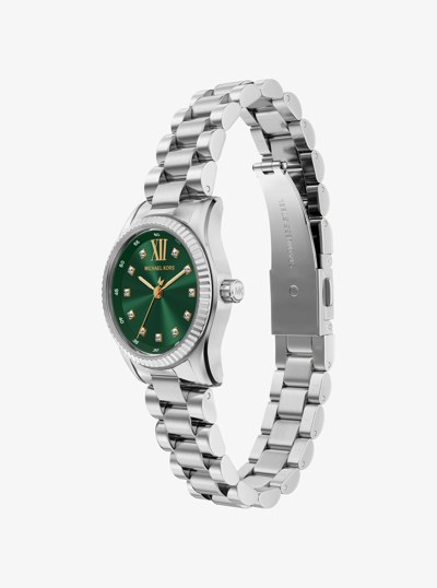 Petite Lexington Pav&eacute; Silver-Tone Watch in SILVER | Michael Kors