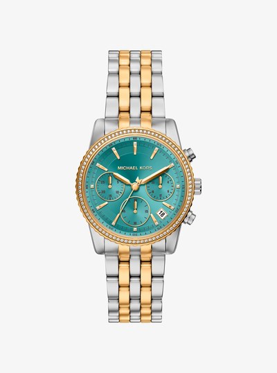 Bryant Pav&eacute; Two-Tone Watch in TWO TONE | Michael Kors