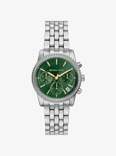Bryant Pav&eacute; Silver-Tone Watch in SILVER | Michael Kors