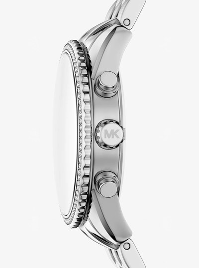 Bryant Pav&eacute; Silver-Tone Watch in SILVER | Michael Kors