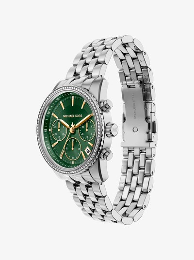 Bryant Pav&eacute; Silver-Tone Watch in SILVER | Michael Kors