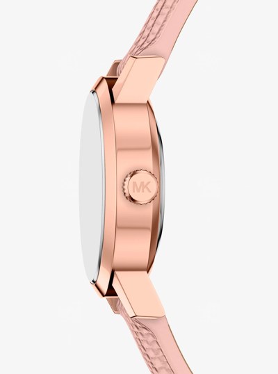 Petite Maude Rose Gold-Tone and Lizard Embossed Leather Watch in PRIMROSE | Michael Kors