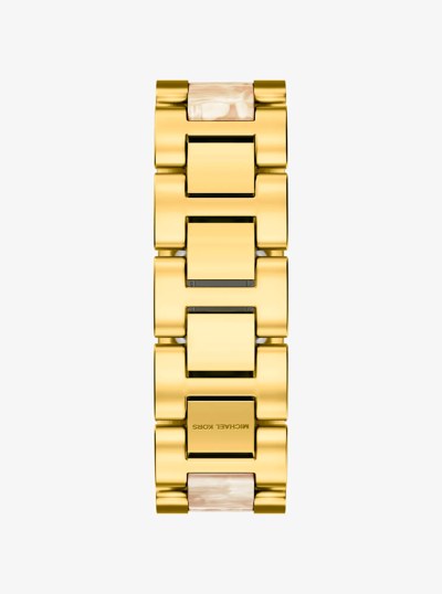 Petite Darrington Gold-Tone and Tortoiseshell Acetate Watch in HORN | Michael Kors