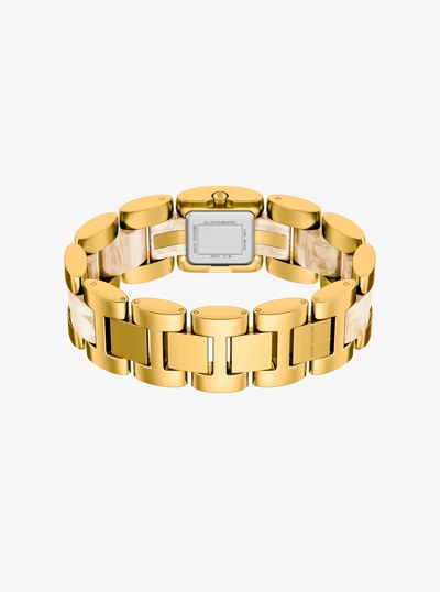 Petite Darrington Gold-Tone and Tortoiseshell Acetate Watch in HORN | Michael Kors