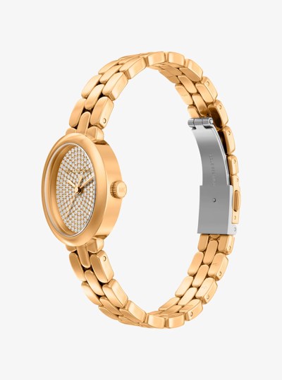 Set de regalo de joyer&iacute;a de reloj Maude peque&ntilde;o en tono dorado y brazalete en pav&eacute; in DORADO | Michael Kors