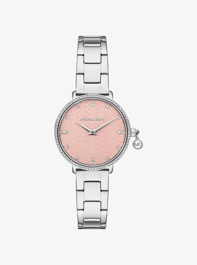 Mini Pyper Pav&eacute; Silver-Tone Watch in SILVER | Michael Kors
