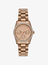Reloj Lexington mini en tono dorado beige cepillado con pav&eacute;