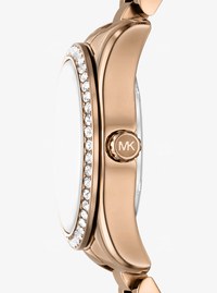 Reloj Lexington mini en tono dorado beige cepillado con pav&eacute;