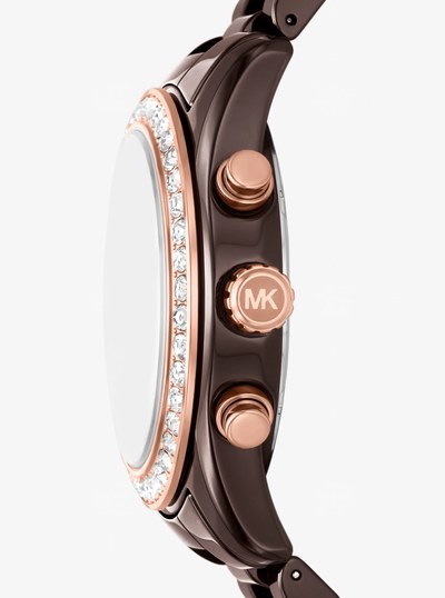 Lexington Pav&eacute; Brown-Tone Ceramic Watch in CHOCOLATE | Michael Kors