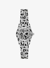 Petite montre Lexington de ton argent &agrave; pav&eacute; et &agrave; imprim&eacute; animalier