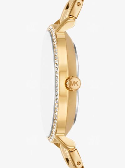 Mini Pyper Pav&eacute; Gold-Tone Watch and Jewlery Gift Set in GOLD | Michael Kors