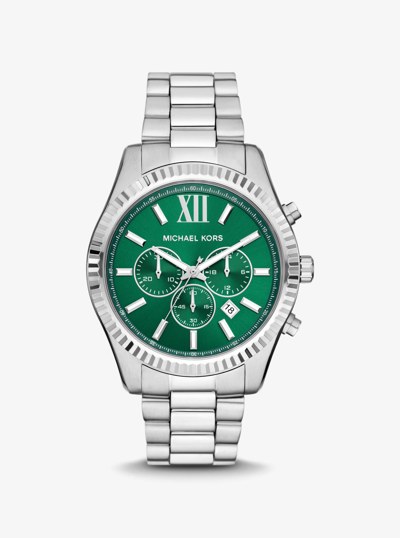 Oversized Lexington Silver-Tone Watch in SILVER | Michael Kors