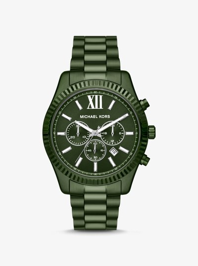 Oversized Lexington Green-Tone Watch in OLIVE | Michael Kors