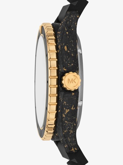 Oversized Maritime Two-Tone Watch in BLACK/GOLD | Michael Kors
