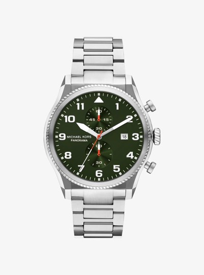 Oversized Panorama Silver-Tone Watch in SILVER | Michael Kors