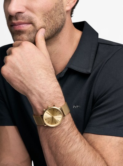 Oversized Blake Gold-Tone Mesh Watch in GOLD | Michael Kors