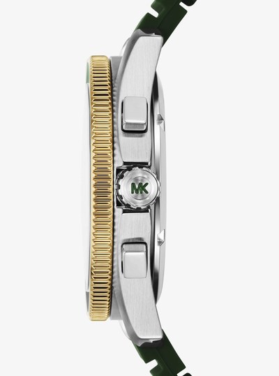 Oversized Maritime Two-Tone and Silicone Watch in GREEN | Michael Kors