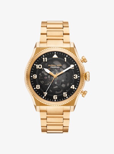 Oversized Panorama Gold-Tone Watch in GOLD | Michael Kors
