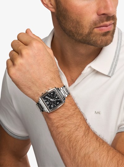 Oversized Rhys Silver-Tone Watch in SILVER | Michael Kors