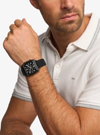 Oversized Rhys Black-Tone and Silicone Watch